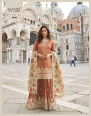 Sayuri Designer Taj Premium Simar Silk Jacqard Embroidered Sharara Suit
