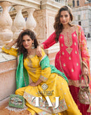 Sayuri Designer Taj Premium Simar Silk Jacqard Embroidered Sharara Suit
