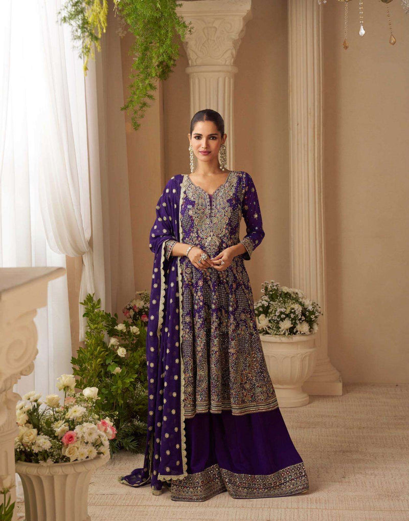 Sayuri Designer Sandhya Premium Georgette Embroidered Zarkan Work Suit