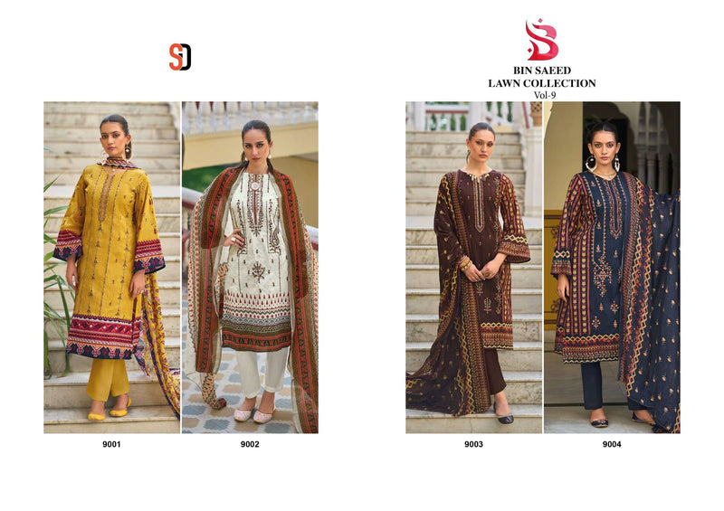 Shraddha Designer Bin Saeed Vol 9 Pure Cotton Embroidery Work Salwar Suit