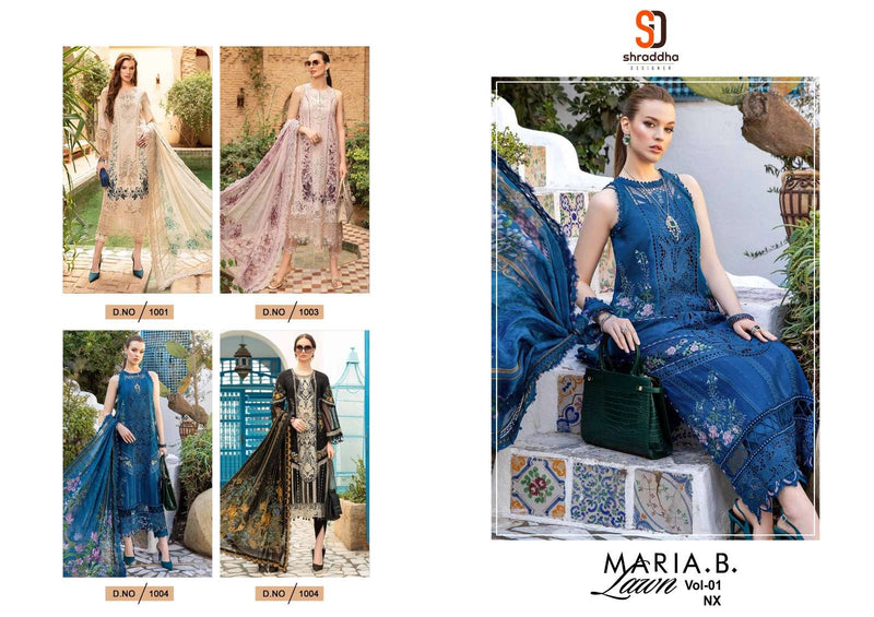 Shraddha Designer Maria B Lawn Vol 1 Nx Pure Cotton Embroidered Chikan Work Suit