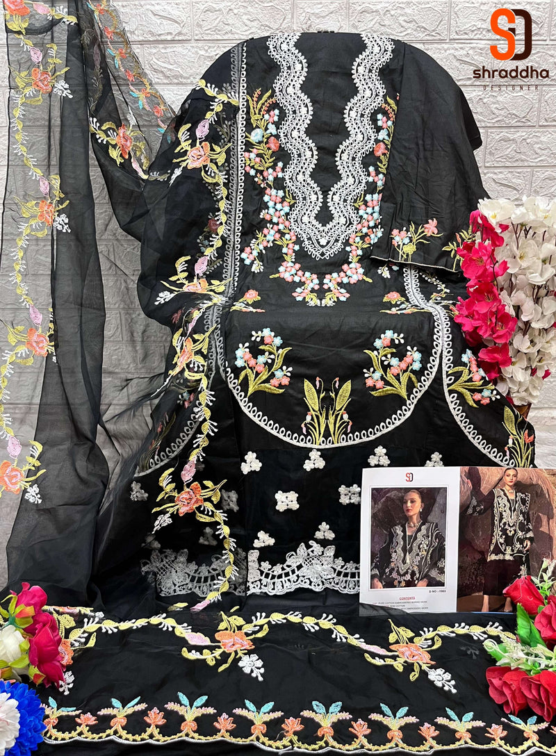 Shraddha Designer Crimson Black Collection Pure Cotton Embroidery Work Salwar Suit