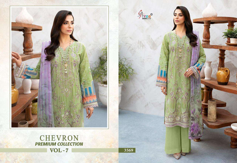 Shree Fab Chevron Premium Collection Vol 7 Cotton Print  With Heavy Self Embrodery Salwar Kameez