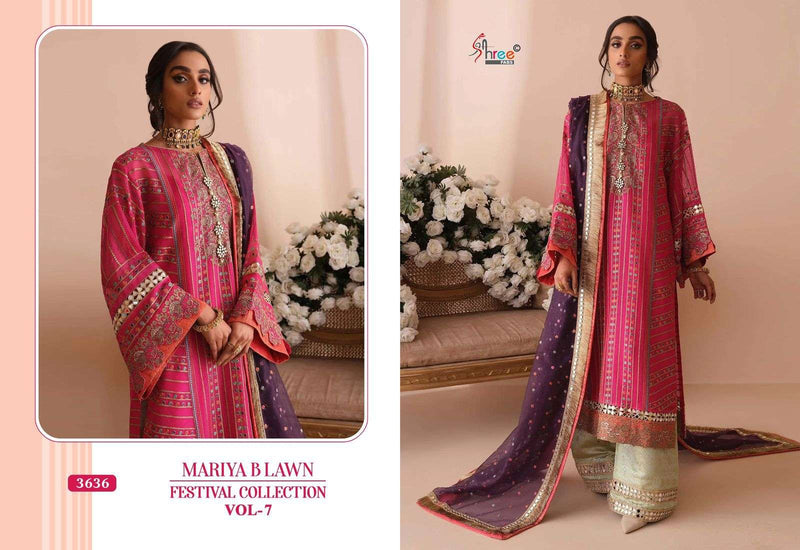 Shree Fab Mariya B Lawn Festival Collection Vol 7  Cotton With Heavy Self Embroidery Salwar Suit