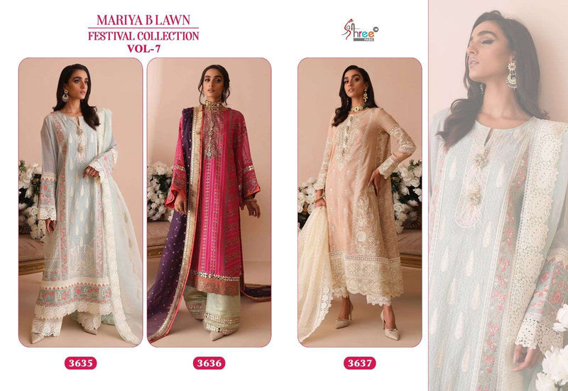 Shree Fab Mariya B Lawn Festival Collection Vol 7  Cotton With Heavy Self Embroidery Salwar Suit