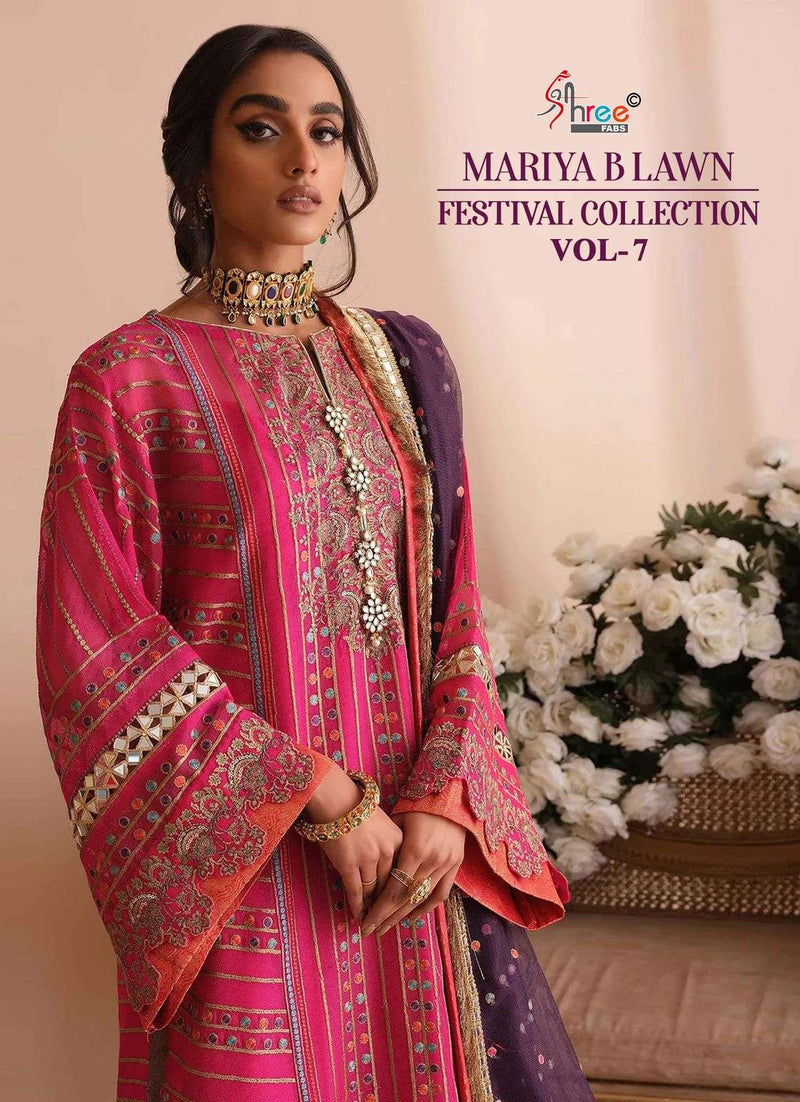 Shree Fab Mariya B Lawn Festival Collection Vol 7  Cotton With Heavy Self Embroidery Salwar Suit