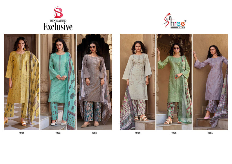 Shree Fabs Bin Saeed Exclusive Vol 1 Pure Cotton Embroidered Pakistani Suit