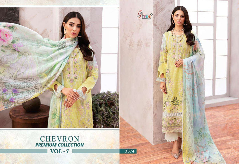 Shree Fabs Chevron Premium Collection Vol 7  Cotton Print With Heavy Self Embroidery With Patch Salwar Suit