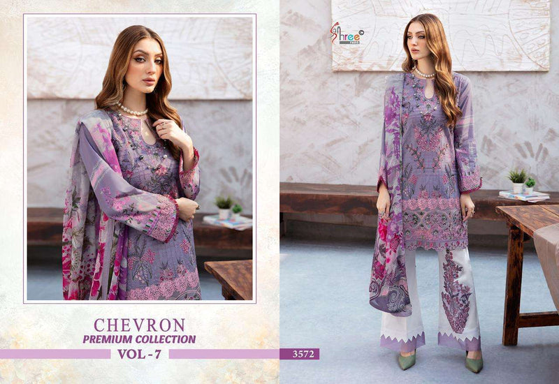 Shree Fabs Chevron Premium Collection Vol 7  Cotton Print With Heavy Self Embroidery With Patch Salwar Suit