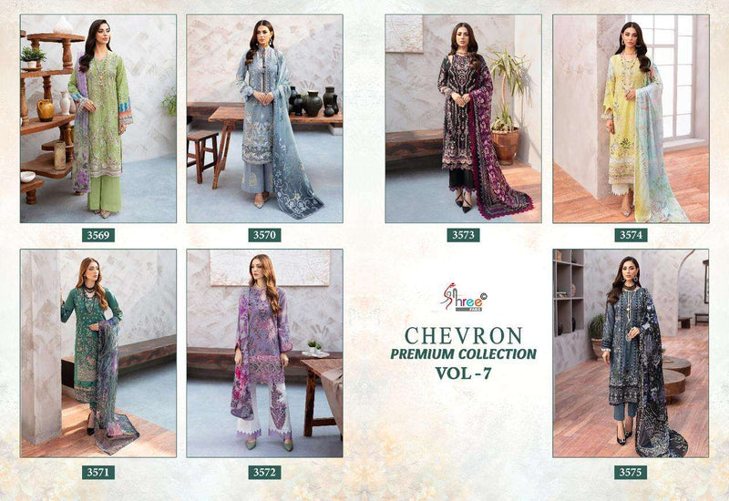 Shree Fabs Chevron Premium Collection Vol 7  Cotton Print With Heavy Self Embroidery With Patch Salwar Suit