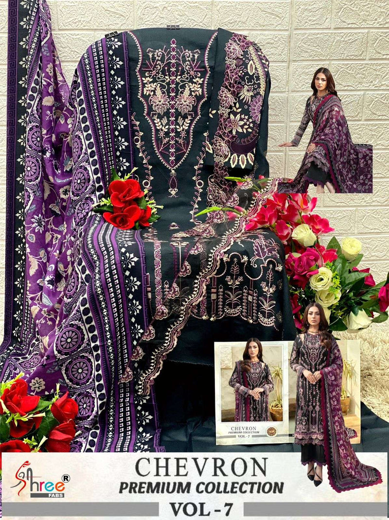 Shree Fabs Chevron Premium Collection Vol 7  Cotton Print With Heavy Self Embroidery With Patch Salwar Suit