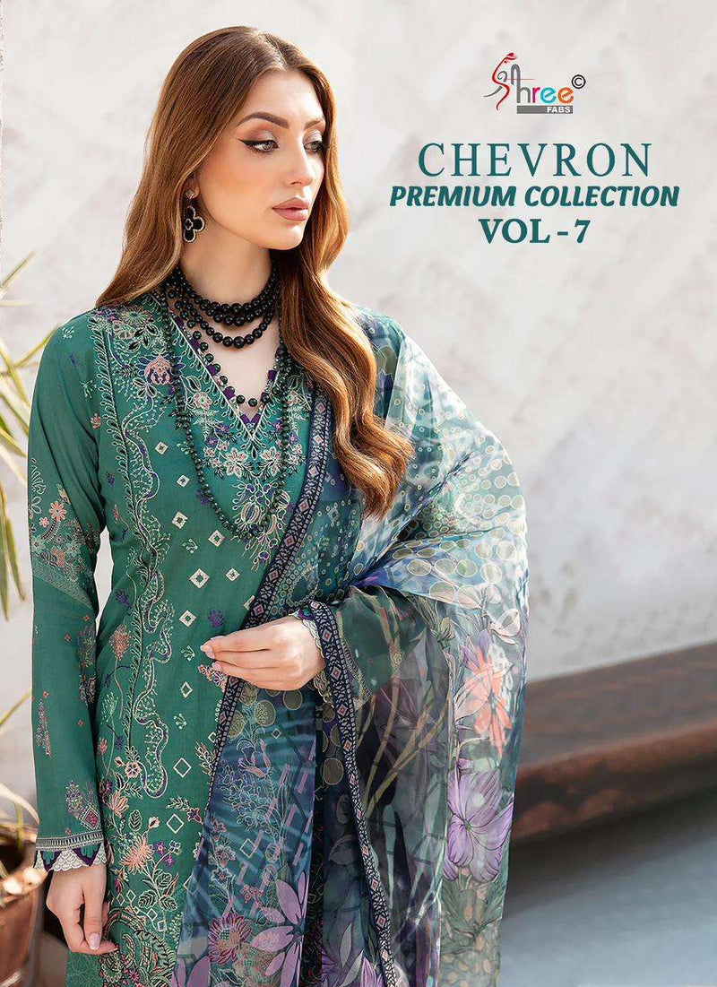 Shree Fabs Chevron Premium Collection Vol 7  Cotton Print With Heavy Self Embroidery With Patch Salwar Suit