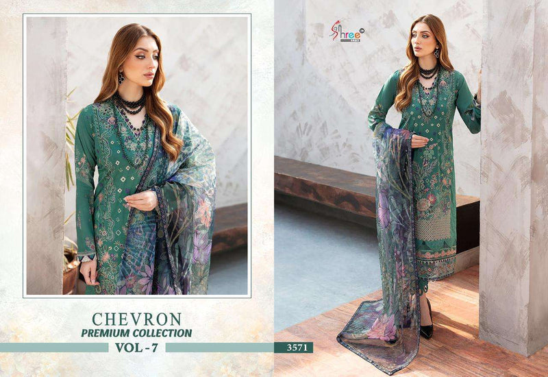 Shree Fabs Chevron Premium Collection Vol 7  Cotton Print With Heavy Self Embroidery With Patch Salwar Suit