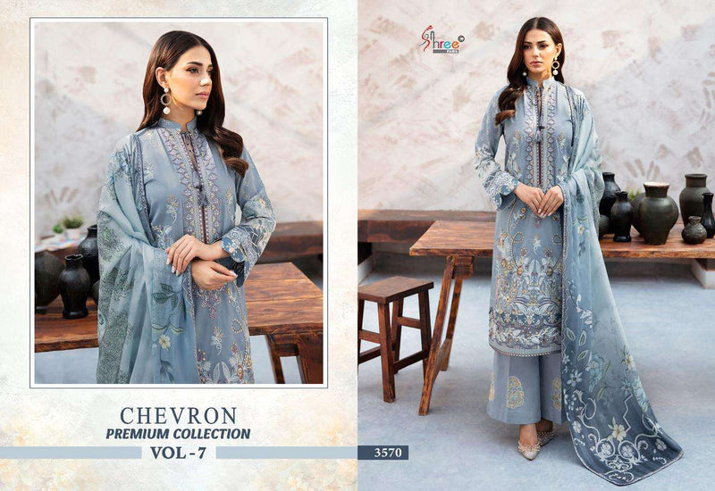 Shree Fabs Chevron Premium Collection Vol 7  Cotton Print With Heavy Self Embroidery With Patch Salwar Suit