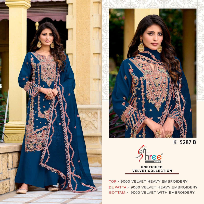 Shree Fabs K 5287 Velvet Embroidery Designer Pakistani Suit