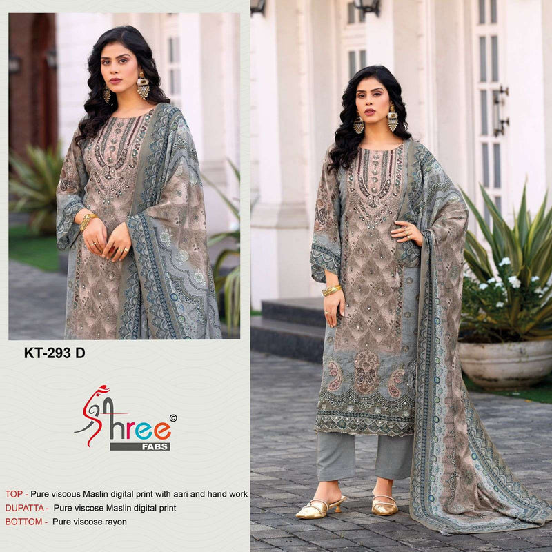 Shree Fabs KT 293 Pure Viscose Maslin Embroidered Aari Work Salwar Kameez