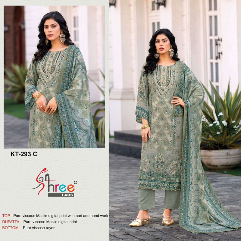 Shree Fabs KT 293 Pure Viscose Maslin Embroidered Aari Work Salwar Kameez