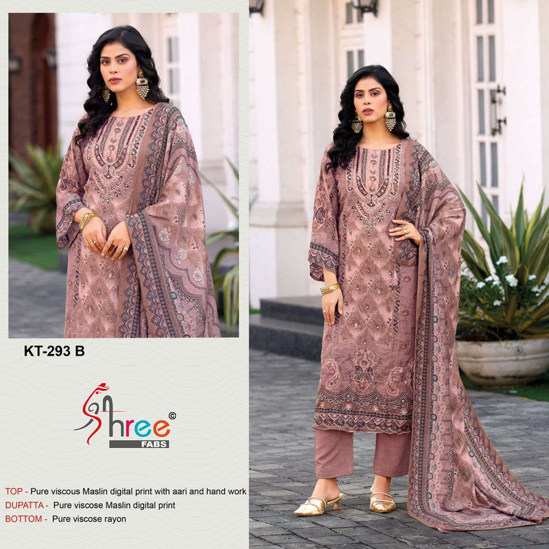 Shree Fabs KT 293 Pure Viscose Maslin Embroidered Aari Work Salwar Kameez