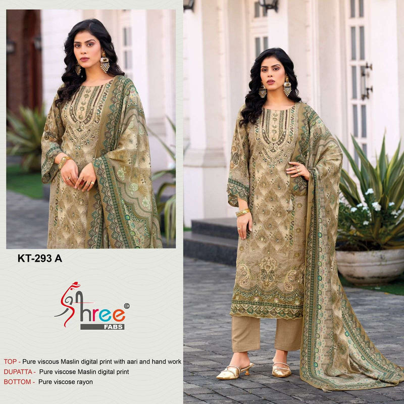 Shree Fabs KT 293 Pure Viscose Maslin Embroidered Aari Work Salwar Kameez