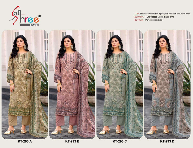 Shree Fabs KT 293 Pure Viscose Maslin Embroidered Aari Work Salwar Kameez