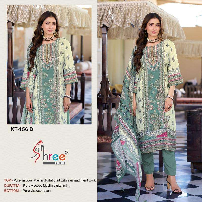 Shree Fabs Kt 156 Pure Viscose Maslin Digital Print Handwork Pret Kurti