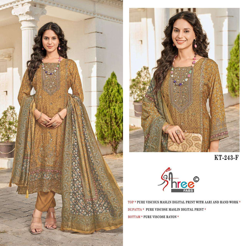 Shree Fabs Kt 243 Pure Viscose Maslin Digital Print Work Salwar Suit