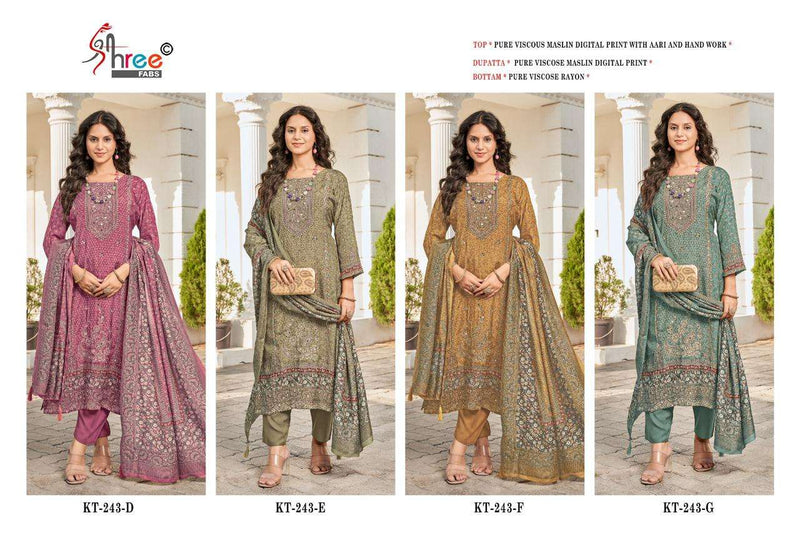 Shree Fabs Kt 243 Pure Viscose Maslin Digital Print Work Salwar Suit