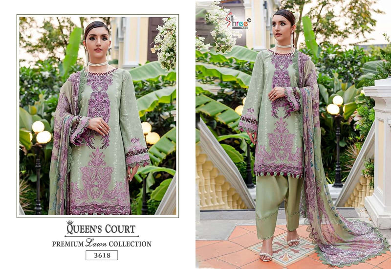 Shree Fabs Queens Court Premium Lawn Collection Cotton Print With Exclusive Patches Embroidery Salwar Suit