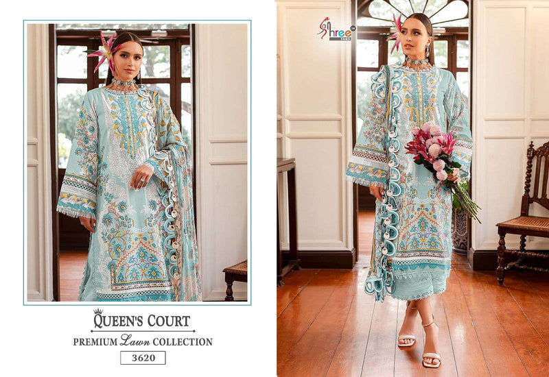 Shree Fabs Queens Court Premium Lawn Collection Cotton Print With Exclusive Patches Embroidery Salwar Suit