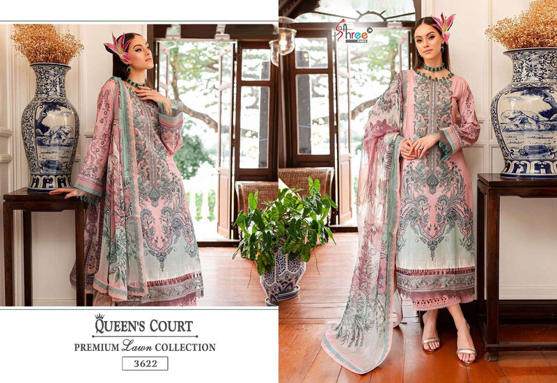 Shree Fabs Queens Court Premium Lawn Collection Cotton Print With Exclusive Patches Embroidery Salwar Suit