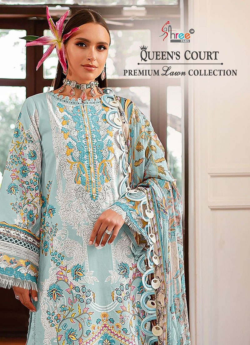 Shree Fabs Queens Court Premium Lawn Collection Cotton Print With Exclusive Patches Embroidery Salwar Suit