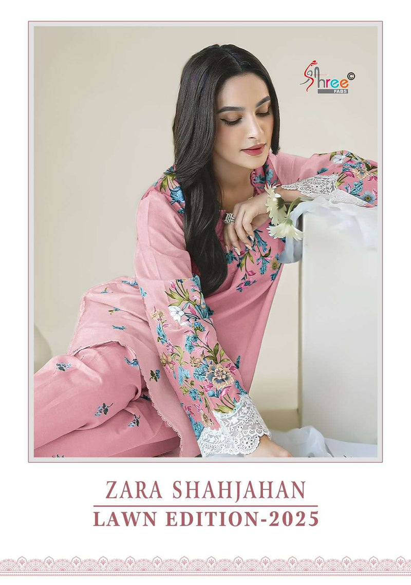 Shree Fabs Zara Shahjahan Lawn Edition 25 Cotton Print Embroidery Work Salwar Suit