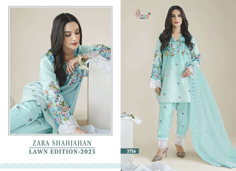 Shree Fabs Zara Shahjahan Lawn Edition 25 Cotton Print Embroidery Work Salwar Suit