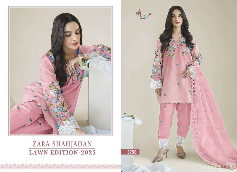 Shree Fabs Zara Shahjahan Lawn Edition 25 Cotton Print Embroidery Work Salwar Suit