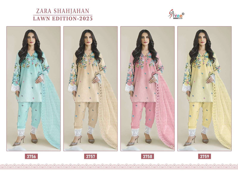 Shree Fabs Zara Shahjahan Lawn Edition 25 Cotton Print Embroidery Work Salwar Suit