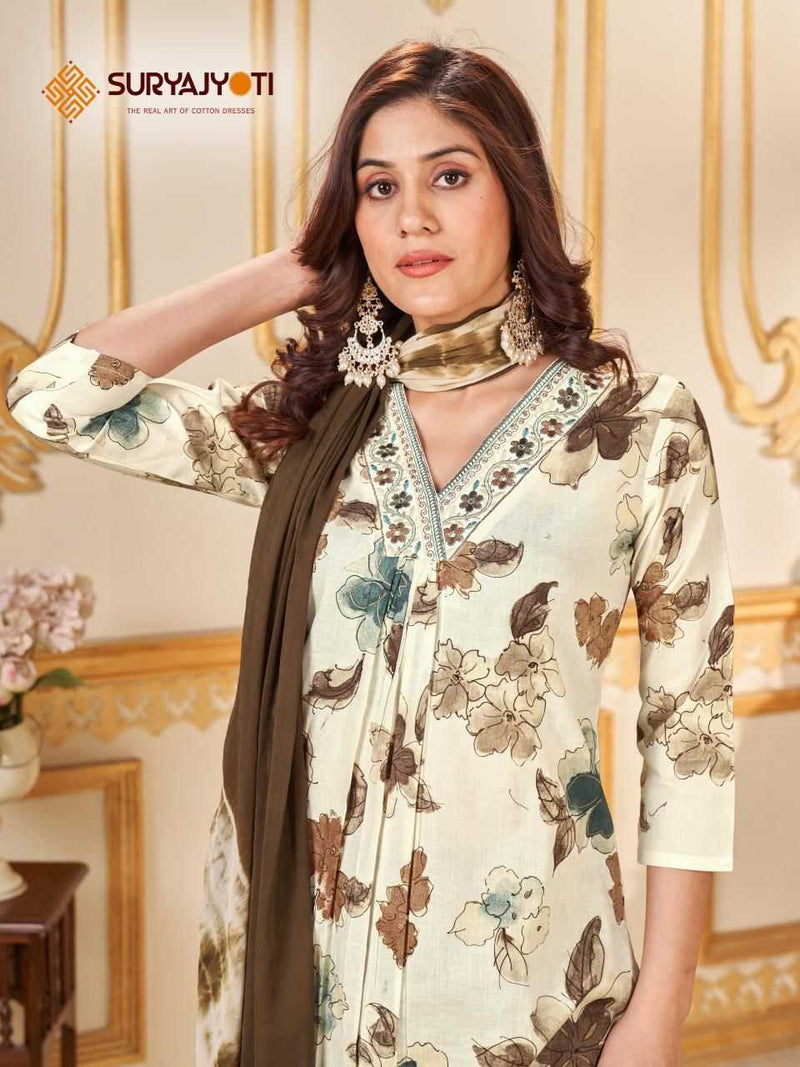 Suryajyoti Cotton Karishma Vol 3 Cotton Print With Neck Work Designer Pret Kurti