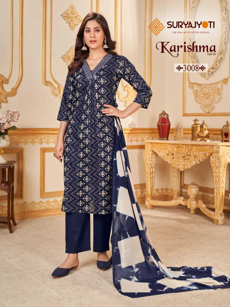 Suryajyoti Cotton Karishma Vol 3 Cotton Print With Neck Work Designer Pret Kurti