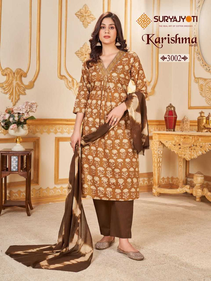 Suryajyoti Cotton Karishma Vol 3 Cotton Print With Neck Work Designer Pret Kurti