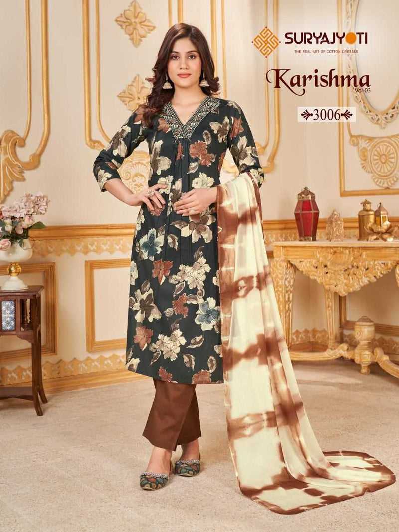 Suryajyoti Cotton Karishma Vol 3 Cotton Print With Neck Work Designer Pret Kurti