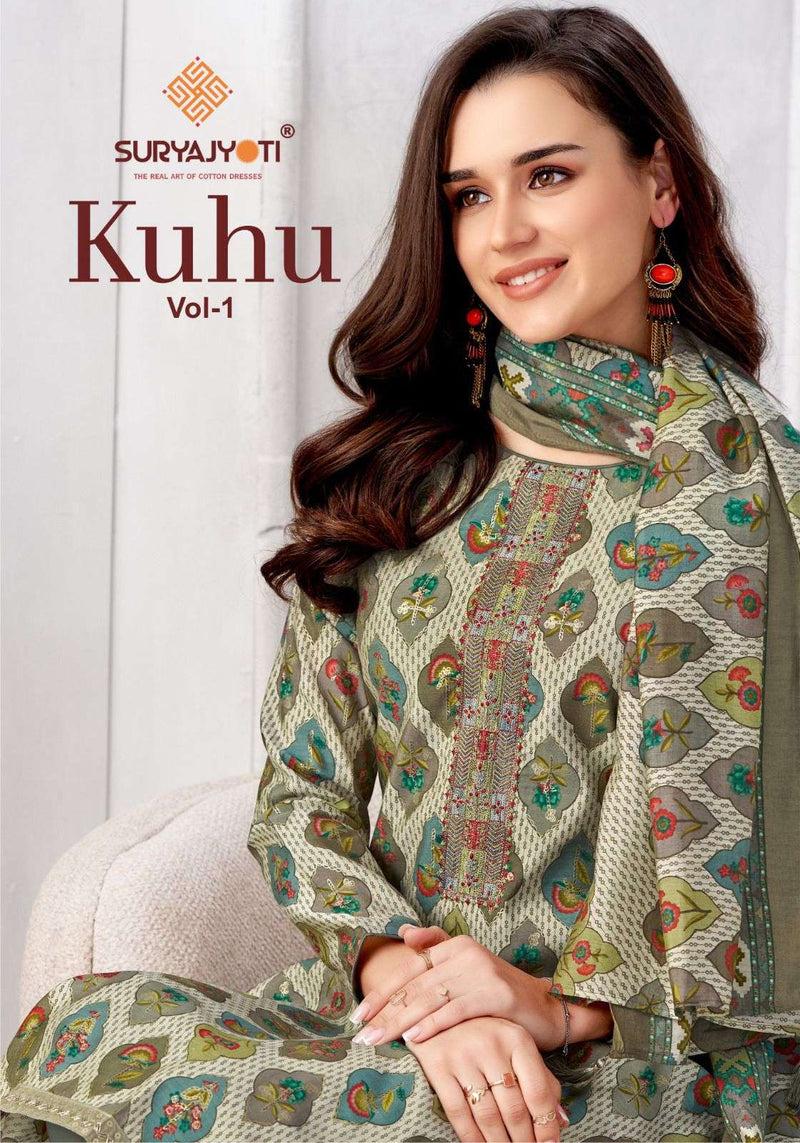 Suryajyoti Kuhu Vol 1 Pure Modal Foil Print Embroidery Work Salwar Suit