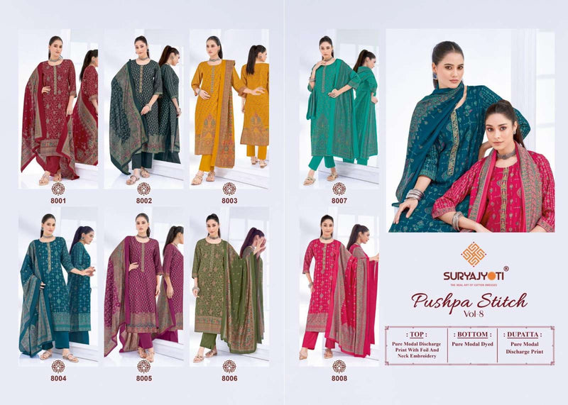 Suryajyoti Pushpa Vol 8 Pure Modal Printed Readymade Kurti Pant With Dupatta