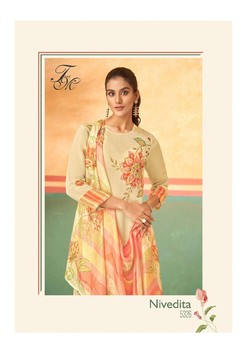 T And M Nivedita Fancy Staple Twill Digital Print Handwork Salwar Suit