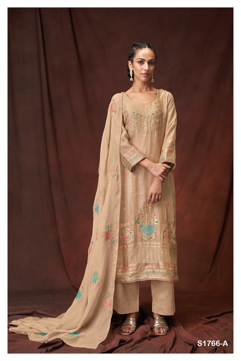 Ganga Triza 1766 Viscose Linen With Hand Work Salwar Suits