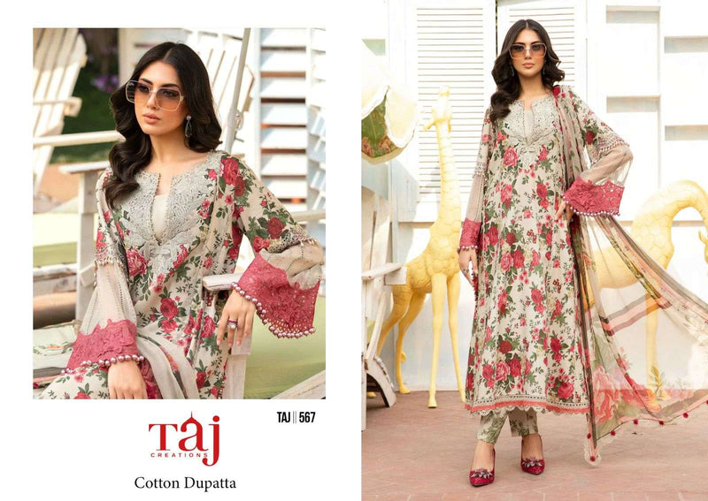 Taj Creation 567-568 Pure Cotton Print With Embroidery Work Salwar Suit