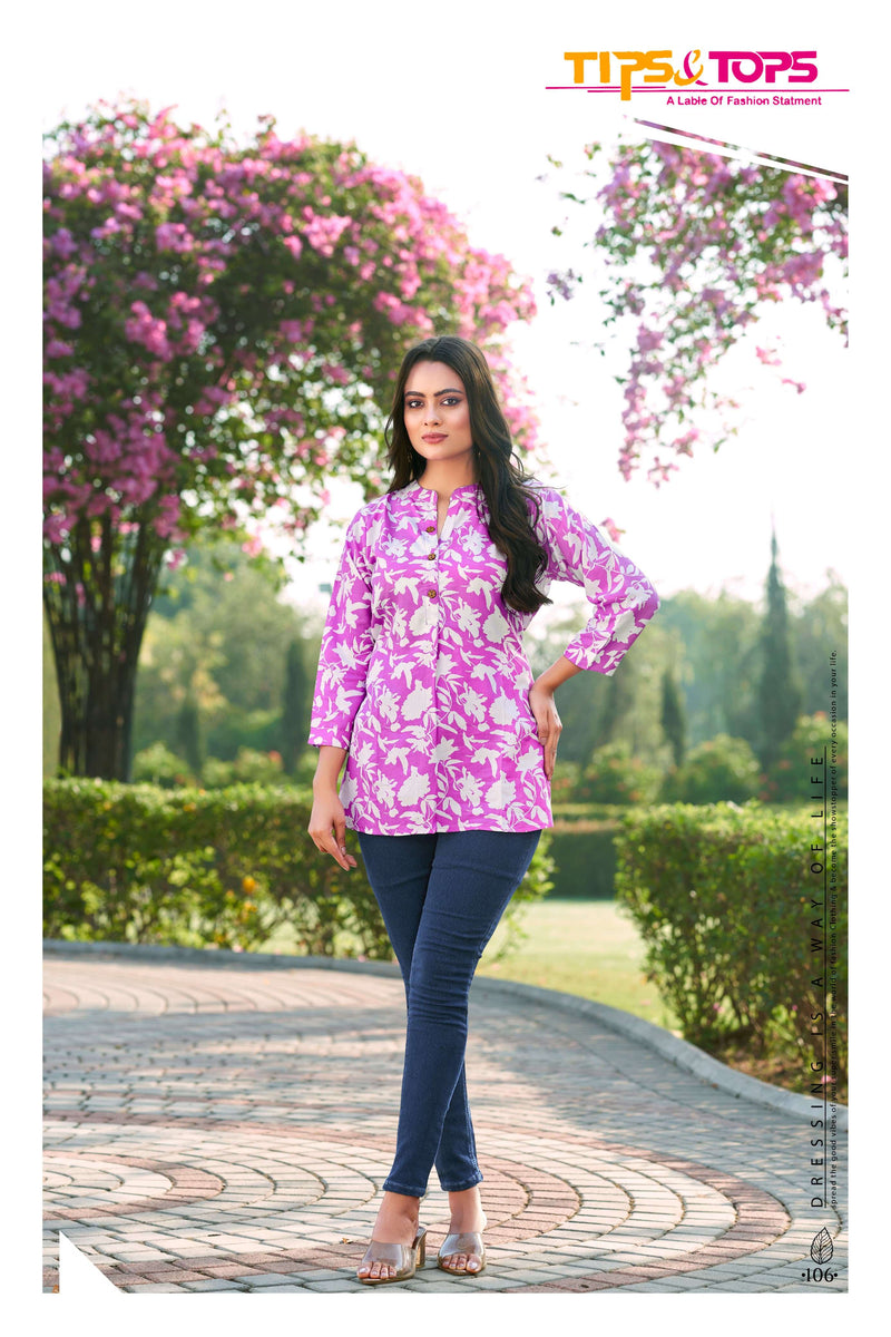 Tips And Tops Baby Vol 3 Rayon Print Fancy Designer Daily Wear Tops