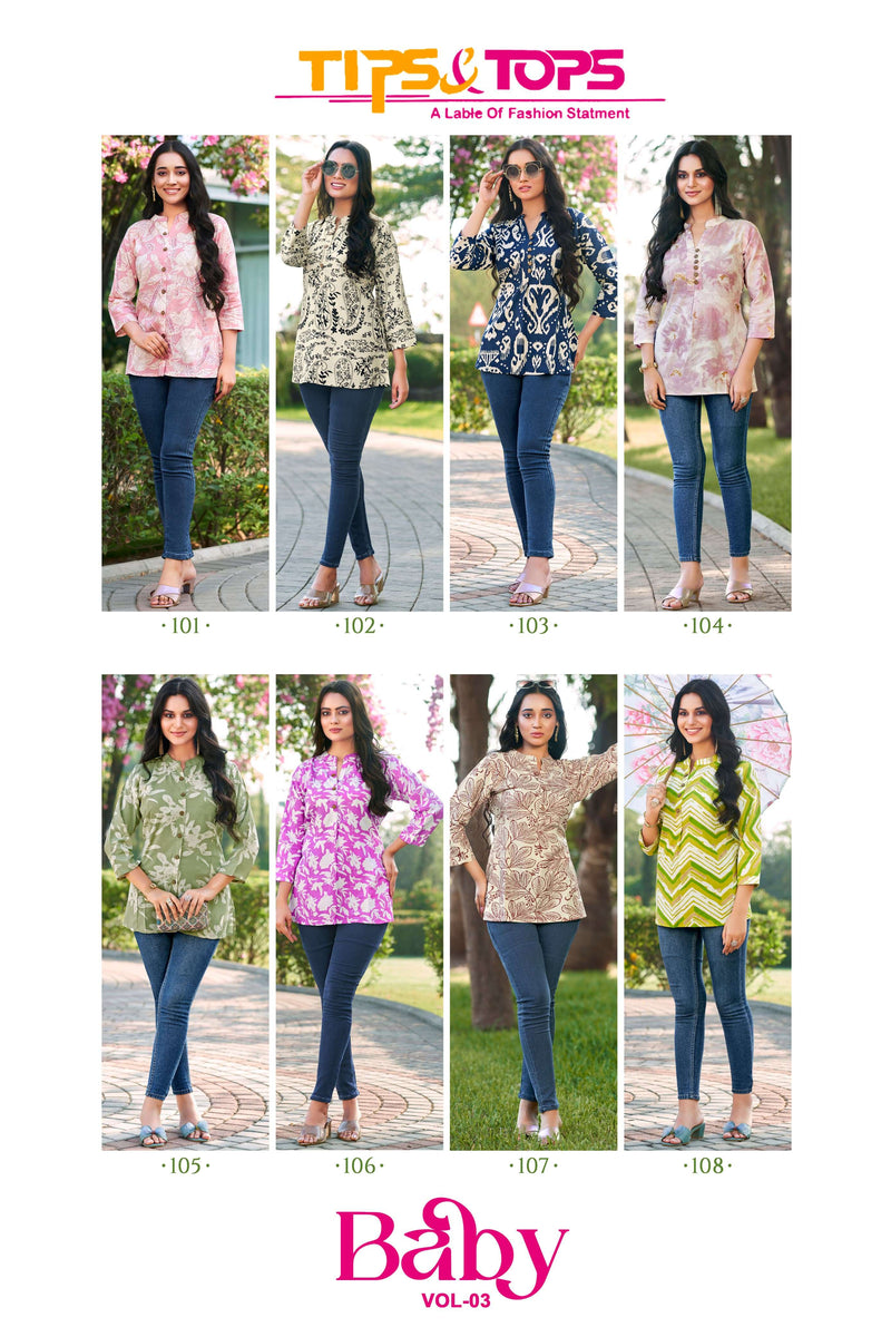 Tips And Tops Baby Vol 3 Rayon Print Fancy Designer Daily Wear Tops