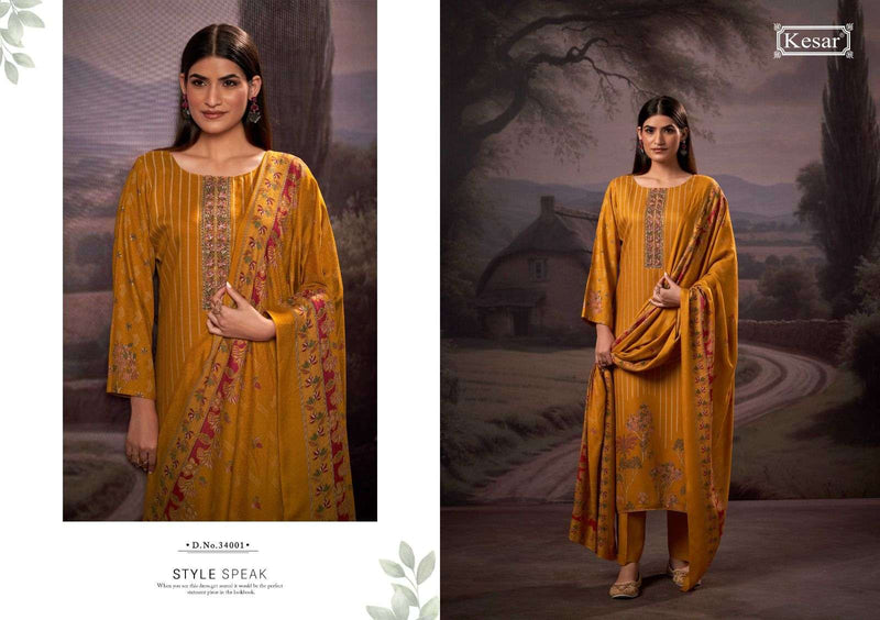 Kesar Karachi Prints Zeenat 34001 Pashmina Embroidered Work Salwar Suit