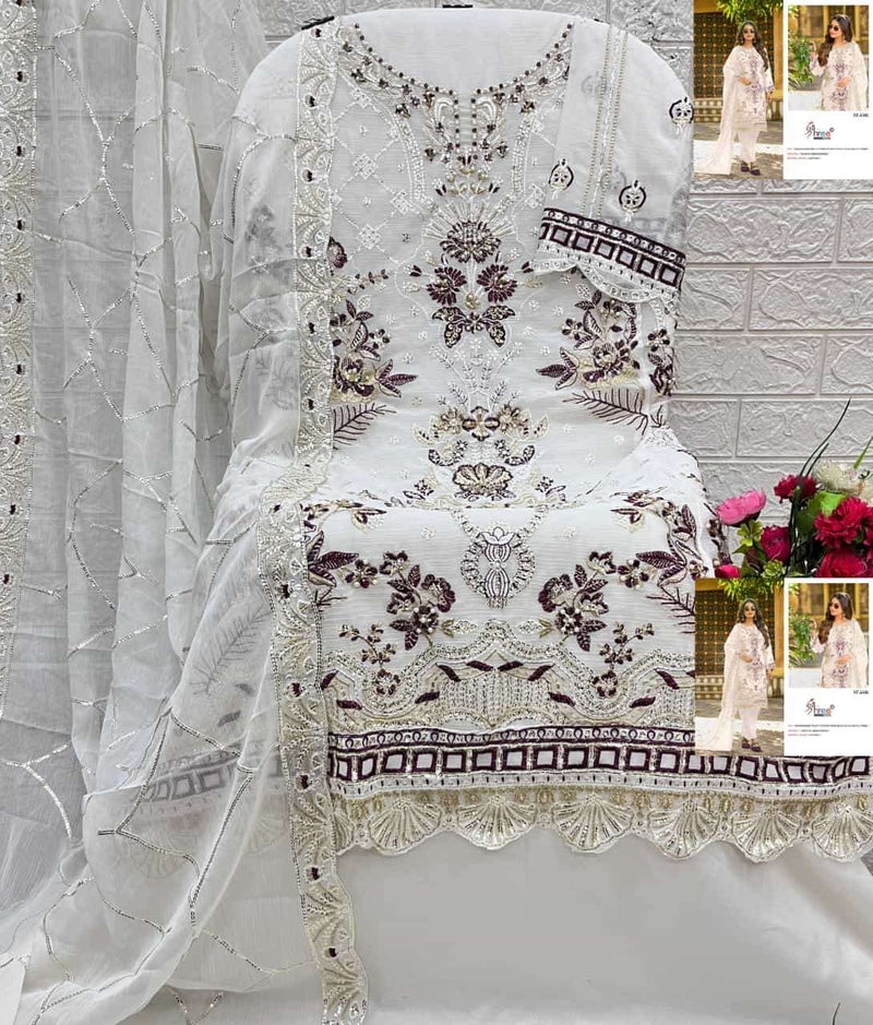 Shree Fabs Sf 5505 Pure Chiffon Embroidered Khatli Work Salwar Suit
