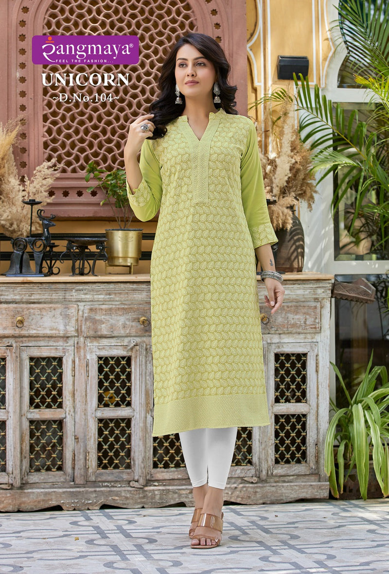 Rangmaya Unicorn Cotton Chiken Work Fancy Kurtis