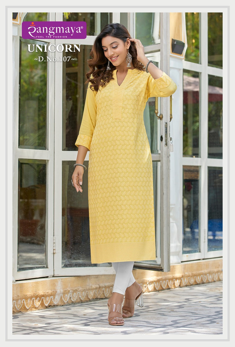 Rangmaya Unicorn Cotton Chiken Work Fancy Kurtis